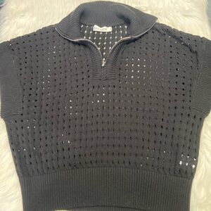 Black Short Sleeve Sweater